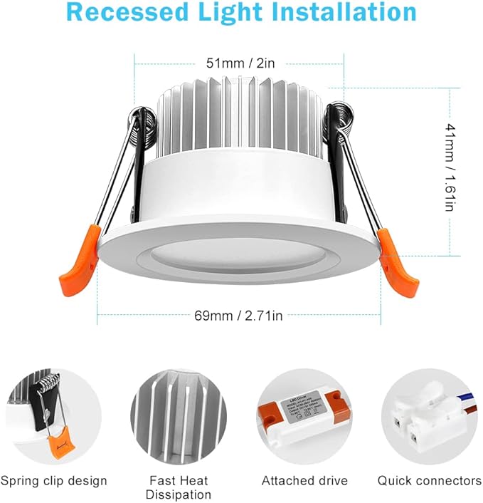 inShareplus 2 Inch Smart LED Recessed Lighting, 5W WiFi RGB Downlight, CCT 2700K-6500K Dimmable Color Changing Ceiling Light with LED Driver, Compatible with Alexa and Google Home, 120V, 6 Pack
