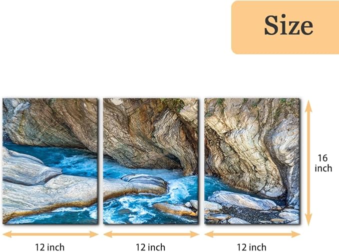 Pacimo 3 Piece Canvas Wall Art - Taroko National Park Beautiful Scenery Pictures Painting Prints on Canvas Modern Artwork Home Wall Decor Stretched and Framed Ready to Hang - 12"x16"x3