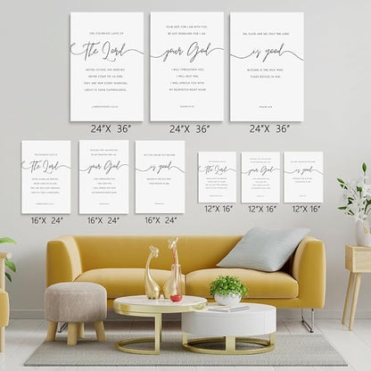 GUBIYU Christian Canvas Wall Art Set of 3,The Lord Your God is Good Wall Art Framed Canvas Print Positive Scripture Canvas Painting Large Christian Home Wall Decor Religious Art Baptism Gift 20"x28"