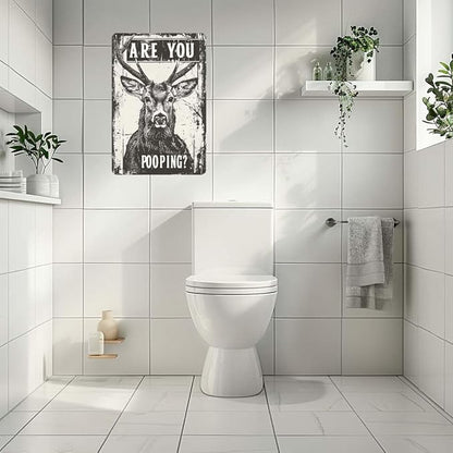 Metal Signs Deer Are You Pooping Vintage Signs Retro Aluminum Tin Sign for Washroom Kitchen Office Home Bar Cafe Decor 8x12 Inch
