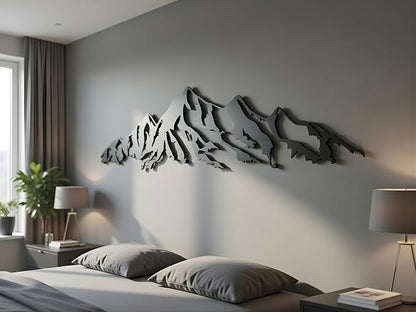 Vailla Mountain Wall Art Decor Wall Hanging Sculpture Modern Home Decoration Nature Wall Decor Large Wooden Art 3D Textured Sculptures for Living Room Bedroom Office Dinnig Room