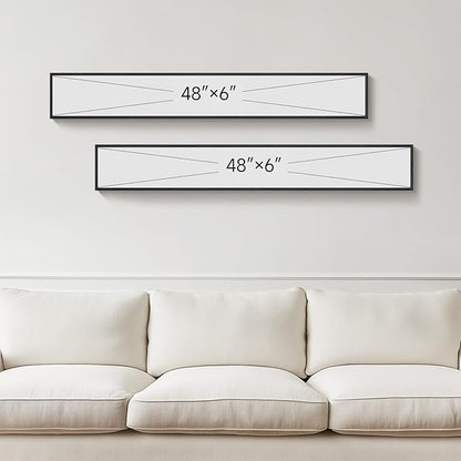Long Narrow Framed Green Vertical Abstract Wall Art Set, 2 Piece Modern Canvas Prints Paintings Artwork for Walls, Green White Minimalist Pictures for Living Room Bedroom Entryway Hallway Wall Decor