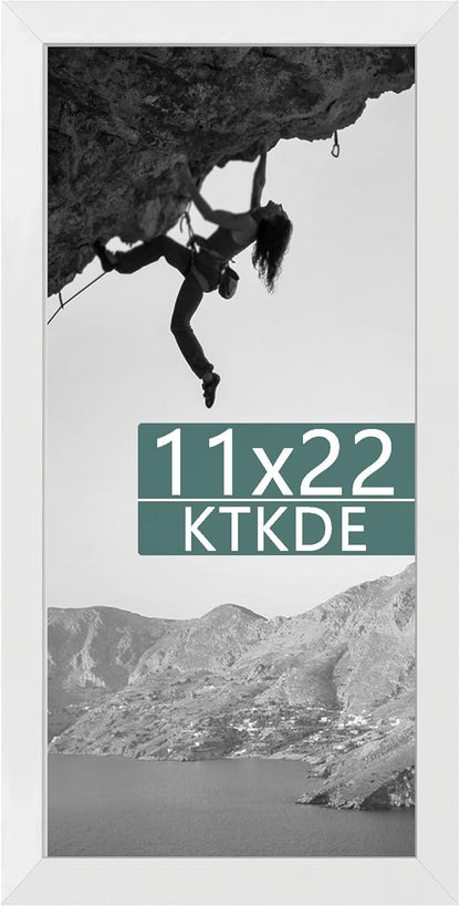 KTKDE 11x22 Newspaper Frame with Polished Plexiglass,Poster Frame wooden white Studio Gallery Horizontal and Vertical Art Prints of The Walls