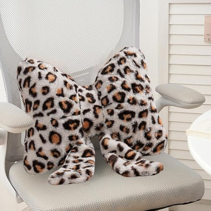 2 Pack Cute Leopard Print Bow Throw Pillows Furry Cheetah Bownote Plush Pillow Decor Bow Lumbar Suffed Pillow for Home Living Room Bedroom Bed Couch Cushion