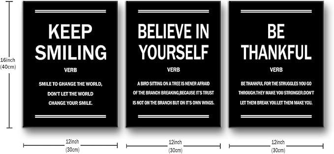 Motivational Wall Decor Black Believe Yourself Inspirational Entrepreneur Quotes Positive Affirmation Sign Posters Artwork for Living Room Workplace Wall Picture Stretched and Framed [36''W X 16''H]