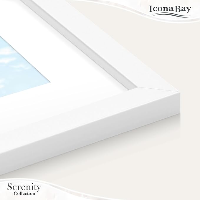 Icona Bay 4x6 Picture Frames w/Removable Mat for 3x5 Photos (White, 10 Pack), Sleek Modern Style Frames, Table Top or Wall Mount, Serenity Collection