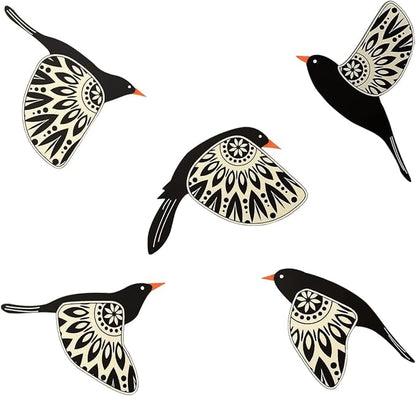 Wooden Bird Wall Decor Set of 5, Scandinavian Folk Art Flying Bird Wall Art, Lightweight Boho Wall Hanging for Living Room Bedroom Hallway Nursery