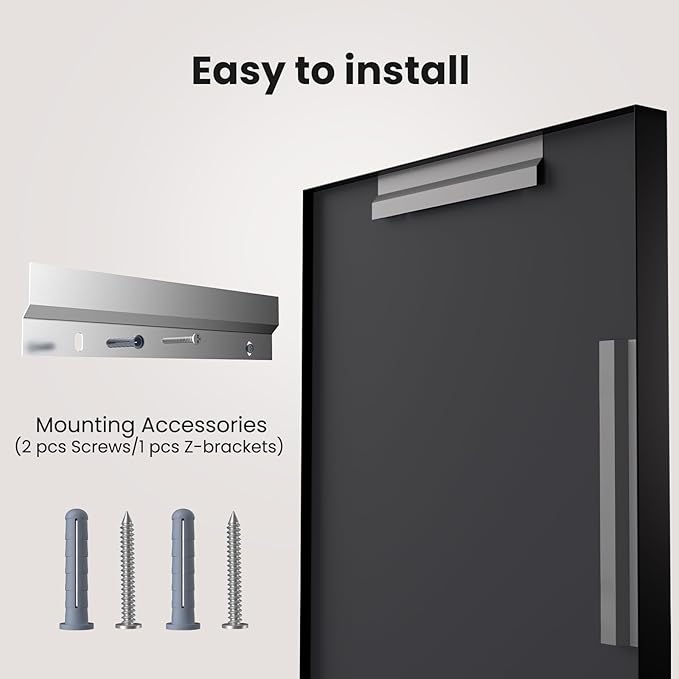 LOAAO Black Bathroom Mirror 24"X32" for Wall, Rectangle Bathroom Vanity Mirror, Hangs Vertically or Horizontally, Easy to Install, Modern Design