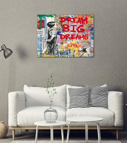 Yatsen Bridge Banksy Graffiti Wall Art, Inspirational Canvas Art Print, Modern Home Decor for Living Room Bedroom Ready to Hang 18”W x 24”H