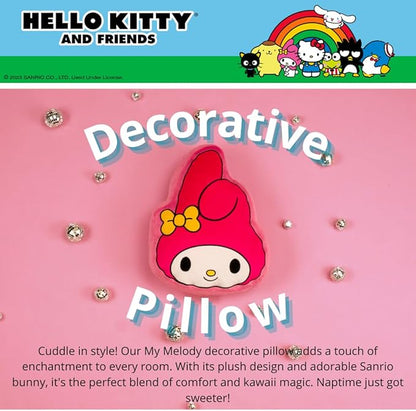 Hello Kitty & Friends My Melody Bedding Super Soft Plush Decorative Pillow, One Size, (100% Officially Licensed Product) By Franco