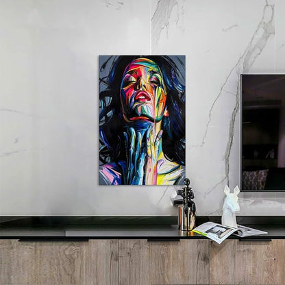 Yatsen Bridge Banksy Graffiti Street Art Colorful Graffiti Canvas Paintings Wall Decor Pictures Painted Woman Art Prints Posters Modern Home Artwork for Living Room Wooden Framed(12''W x 16''H)