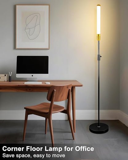 Lightdot 68IN LED Floor Lamps for Living Room, Stepless Dimmable(10-100% Brightness) Modern Standing Tall Lamp with Milky White Cylindrical LampHead,Mid Century Industrial Floor Lamp for Bedroom-Black