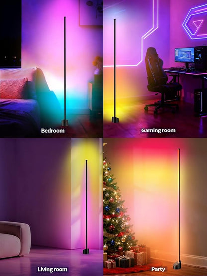 Tyute Corner Floor Lamp, RGB LED Lamp with Smart App and Remote Control Color Changing, Music Sync Ambience Lighting, Mood Lighting with 16 Million Colors for Bedroom Living Room Gaming Room