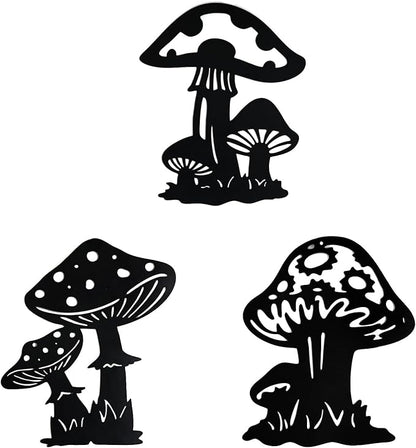 QZGXDECO Metal Mushroom Wall Decor - 3 Pack 9 inches Mushroom Wall Art Decor Hanging Decoration for Indoor Outdoor,Metal Plant Art Sculpture for Home Garden Fence Kitchen Bedroom Bathroom Living Room