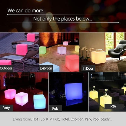 Cube Shape Color LED Mood Lamp, Rechargeable Dimmable Night Light with Remote Control 16 Dimmable Colors 4 Effects for Kids and Adults,Ambient Decorative Party Lighting (Cubic 10 * 10cm)
