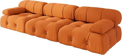 104'' Modular Sectional Sofa, Modern Luxury Velvet Bubble Couch, Deep Seat Cloud Sectional Couches for Living Room, Apartment (3 Seats, Orange)