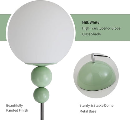 DEC LUCE DECOLUCE LIGHTING Modern Floor Lamps for Living Room, Globe Glass Shade Floor lamp for Bedroom, Standing lamp for Office, Corner(Pastel Green)