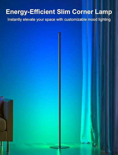 Eastfine Corner Floor Lamp 70", Upgraded RGB LED with Remote Control, App Control with 16 Million Colors and Dynamic Modes, Music Sync Timing, Ambient Lighting for TV Living Room Bedroom Gaming