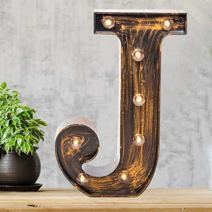 Pooqla Vintage Light Up Marquee Letters with Lights – Illuminated Industrial Style Lighted Alphabet Letter Signs - Coffee Bar Apartment Bedroom Wall Home Initials Decor A-Z