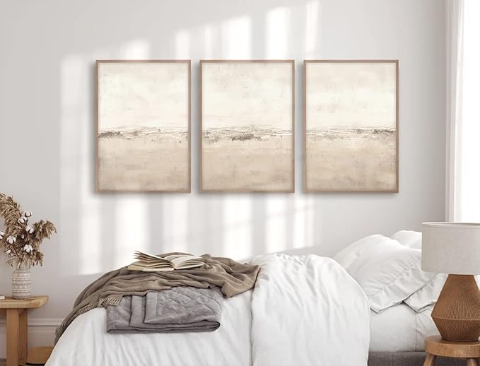 Baccone Beige Abstract Wall Art Set of 3 Neutral Canvas Wall Art Prints Boho Abstract Picture Modern Abstract Art Wall Decor Minimalist Artwork for Living Room Beroom Decor 24x36 Inch Unframed