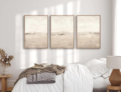Baccone Beige Abstract Wall Art Set of 3 Neutral Canvas Wall Art Prints Boho Abstract Picture Modern Abstract Art Wall Decor Minimalist Artwork for Living Room Beroom Decor 24x36 Inch Unframed