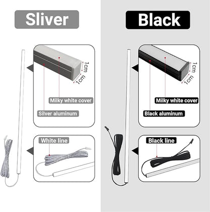 HAMRVL Black LED Recessed Lighting Kit - 6pcs DC12V Warm White Slat Wall Lights with Smart Switch,3000k Self-Adhesive Wall Panel Lights for Wood Slat Wall Panels, Headboards, Stairs, Media Wall Panels