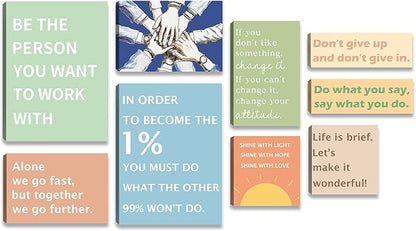 Halioyo Office Wall Art Set of 9, Motivational Canvas Prints for Workplace, Inspirational Teamwork Wall Decor with Positive Affirmations, Ready to Hang Print Poster