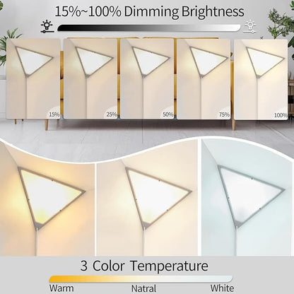 Corner Light with Switch, Ceiling Corner Lights for Living Room, Plug in Ceiling Light for Dark Area, Lamp for Bedroom, Kids Room, Triangle Shape, White, Bulb Include (1 Pack)