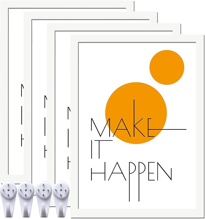 10x14 Picture Frame Set of 4, White 10x14 Frame Diamond Painting Art High Transparent Wall Gallery Poster Canvas Photo Frames for 10 by 14 inches