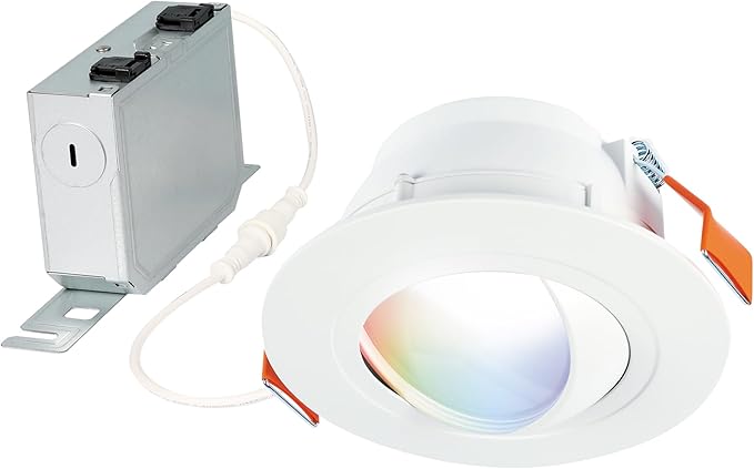 HALO 6 in Smart Wi-Fi Canless LED Recessed Downlight Connected by WiZ Pro with Adjustable Gimbal, Dimmable Full Color Changing, SpaceSense Motion Detection, Smart Home Compatible - RAWZC610