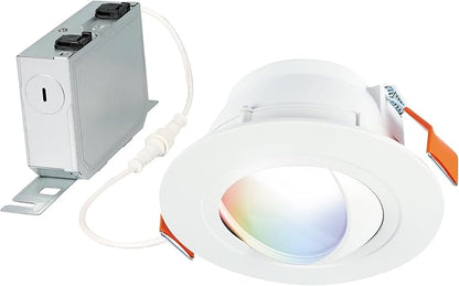 HALO 6 in Smart Wi-Fi Canless LED Recessed Downlight Connected by WiZ Pro with Adjustable Gimbal, Dimmable Full Color Changing, SpaceSense Motion Detection, Smart Home Compatible - RAWZC610