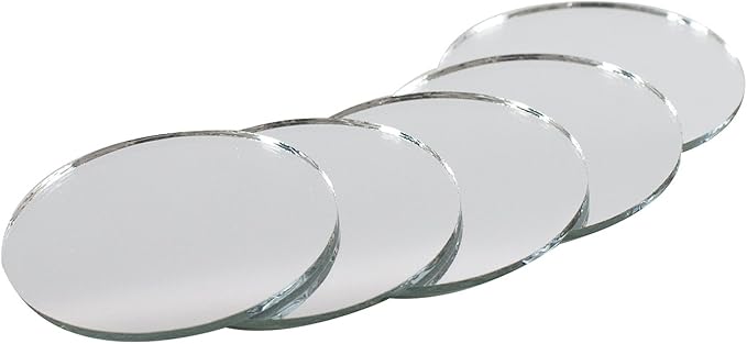 Super Z Outlet Mini Round 2" Inch Small Glass Mirror Circles for Arts & Crafts Projects, Traveling, Framing, Decoration (50 Pieces)