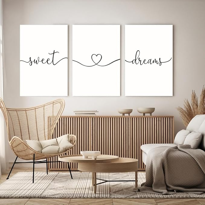 GUBIYU Sweet Dreams Wall Art Above Bed - Master Bedroom Decor Large Art - Clean Girl Room Decor Sign - Farmhouse Guest Room Pictures - 20"x28"
