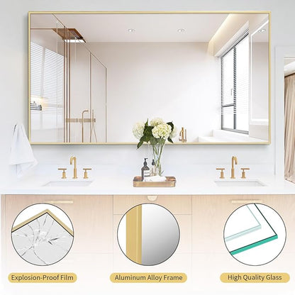 Koonmi 76"x34" Floor Mirror Full Length, Bedroom Floor Body Mirror with Stand, Large Gold Mirror, Leaning, Standing or Hanging Horizontally/Vertically