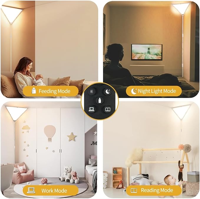 Corner Light with Switch, Ceiling Corner Lights for Living Room, Plug in Ceiling Light for Dark Area, Lamp for Bedroom, Kids Room, Triangle Shape, White, Bulb Include (1 Pack)