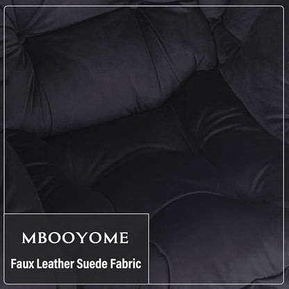 MBOOYOME Lazy Chair with Folding Ottoman, Modern Accent Lounge Armchair with Armrests, a Side Pocket & Foldable Footstool, Leisure Reading Chair for Living Room, Bedroom, Dorm & Office, Velvet Black