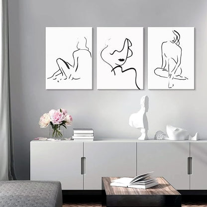 Chadow Artwork Abstract Woman Line Wall Art Black and White Wall Art Line Drawing Modern Minimalist Wall Decor Abstract Woman's Body Shape Poster Minimalist Line Artwork for Woman Bedroom Bathroom