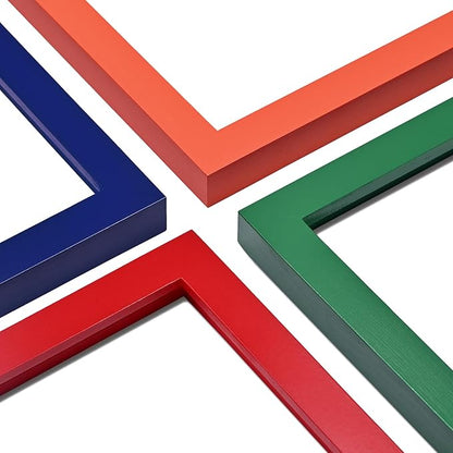 KINLINK 8x12 Picture Frames Red, Solid Wood Frames with Acrylic Plexiglass for 6x8 with Mat or 8x12 without Mat, Tabletop and Wall Display Photo Frame, 4 Pack
