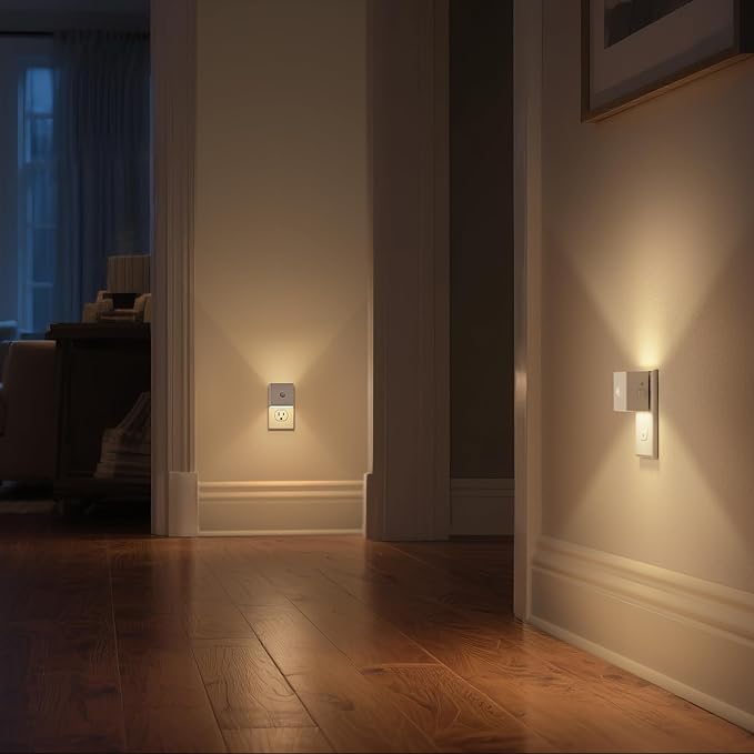 DORESshop LED Motion Sensor Night Light[2 Pack], Night Lights Plug into Wall, Brightness Adjustable Motion Activated Nightlight with Dusk to Dawn for Bedroom, Bathroom, Hallway, 3000K