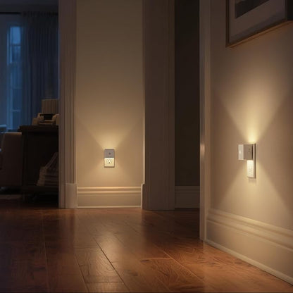 DORESshop LED Motion Sensor Night Light[2 Pack], Night Lights Plug into Wall, Brightness Adjustable Motion Activated Nightlight with Dusk to Dawn for Bedroom, Bathroom, Hallway, 3000K