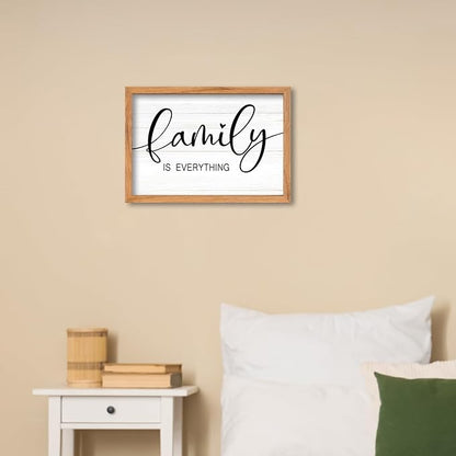 AuraPeak Family Is Everything Wall Decor Rustic Dining Room Sign for Horizontal Home Living Room Entryway Hallway Wood Hanging Plaque Wall Art Decoration (Wood 16"×10")