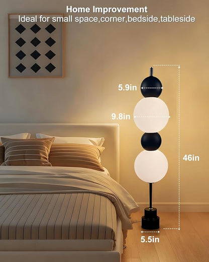 Lightdot Black Globe Floor Lamp with 3 Color Temperatures LED Bulbs Included,Dimmable Floor Lamps with Touch Switch,Unique Modern Standing Tall Lamp for Bedroom Living Room/Sofa Beside/Corner Decor