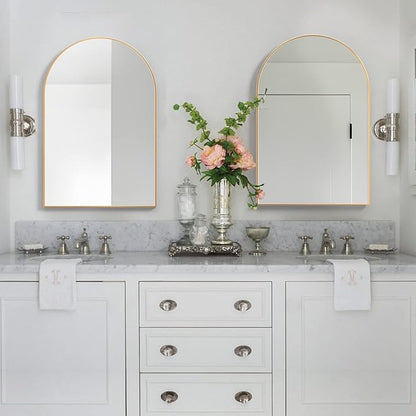 Arched Wall Mirror for Bathroom,20"x30" Arched Mirror Wall Mounted Mirror with Metal Frame, Gold Vanity Mirror Decor for Mantle, Bedroom, Entryway, Living Room