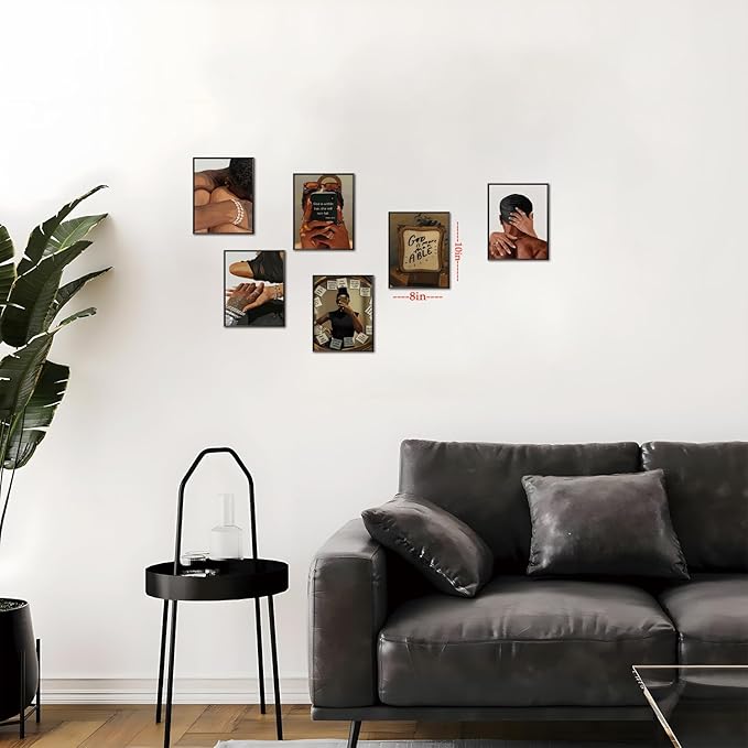 XYHYRA Black Boy Posters Wall Art Set of 6, Abstract African American Woman Canvas Wall Decor Painting, Trendy Boho Artwork Aesthetics Prints for Living Room Bedroom Home Decor 8x10 In Unframed
