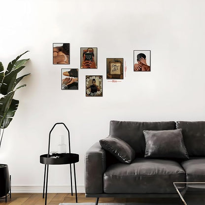 XYHYRA Black Boy Posters Wall Art Set of 6, Abstract African American Woman Canvas Wall Decor Painting, Trendy Boho Artwork Aesthetics Prints for Living Room Bedroom Home Decor 8x10 In Unframed