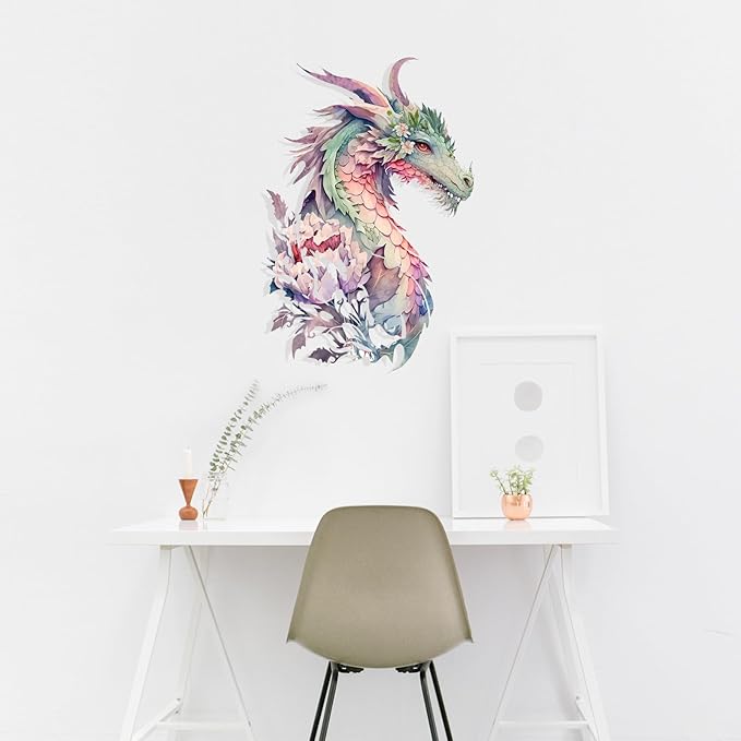 Benziso Dragon Metal Wall Art Medieval Decor Fantasy Decorations (Pink)