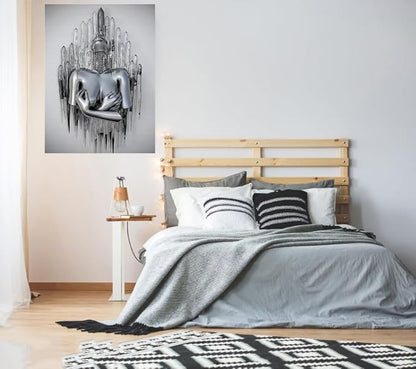 ZMURED 3D Wall Art Decor Artwork Figure Statue Modern Art Canvas Painting,Large Wall Art for Bathroom Bedroom Decoration