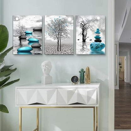 Lapremoly Wall Decor For Living Room Canvas Wall Art For Bedroom Office Decoration Black And White Wall Paintings Inspirational Abstract Blue Pictures Canvas Prints Frame Artwork Home Decor 16x24