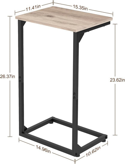 AMHANCIBLE C Shaped End Tables, Couch Side Tables that Slide Under, TV Trays for Living Room, Bedroom, Small Space, Sofa, Grey HET02BGY-1