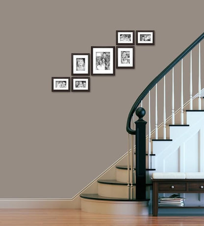 Craig Frames 23247778 Picture Frame 7-Piece Wall Set, Brown Frames, White Display Mats